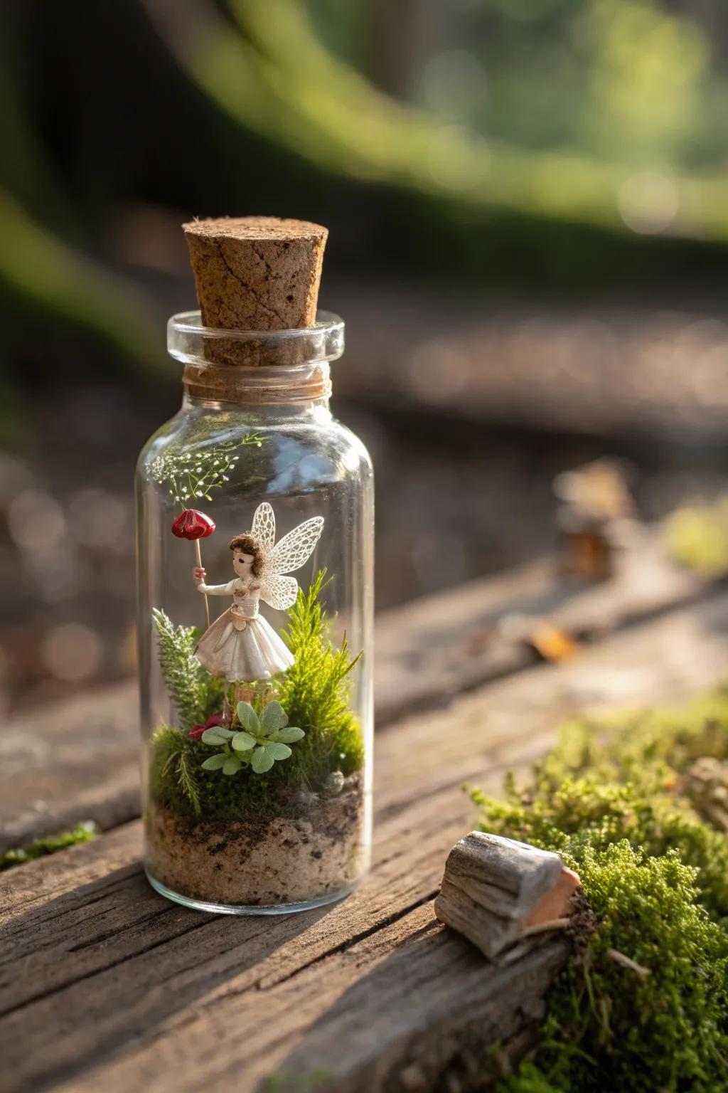 Capture the magic of nature with this enchanting fairy garden bottle charm.