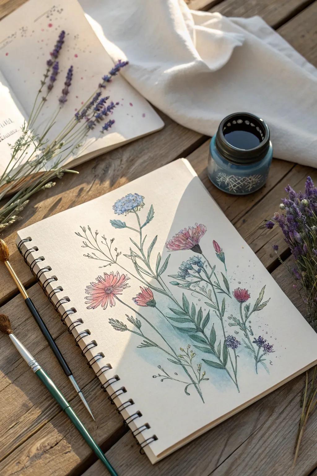 Unleash your creativity with the timeless blend of ink and watercolor.