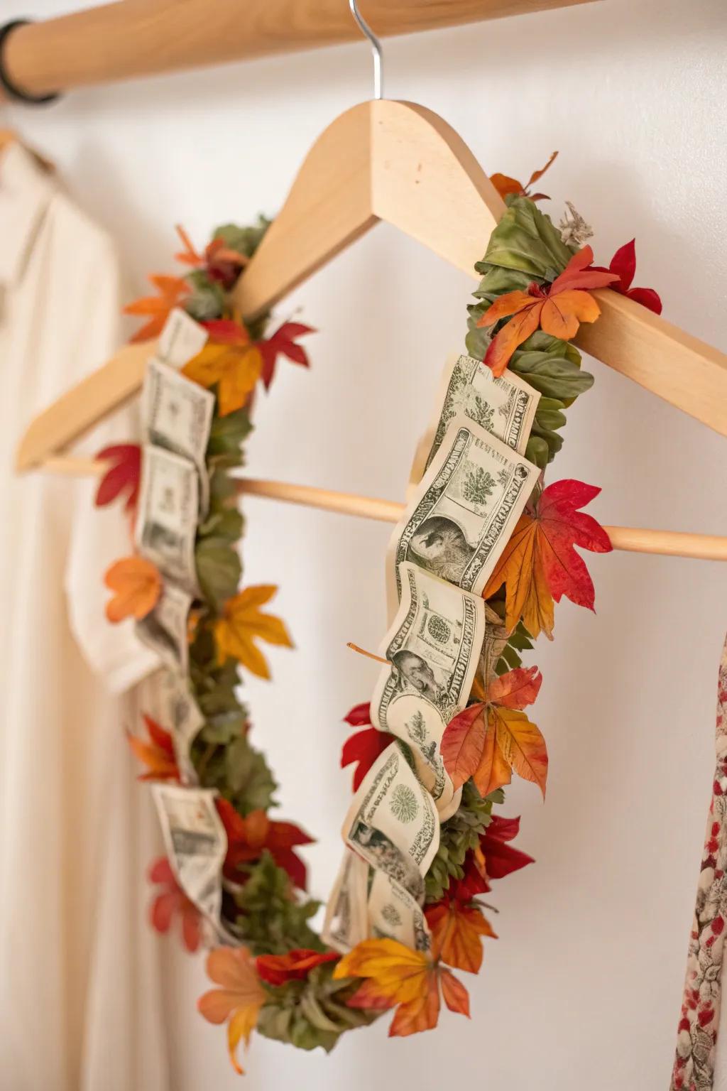 Celebrate the beauty of the seasons with this stunning money lei, a perfect blend of craftsmanship and nature.