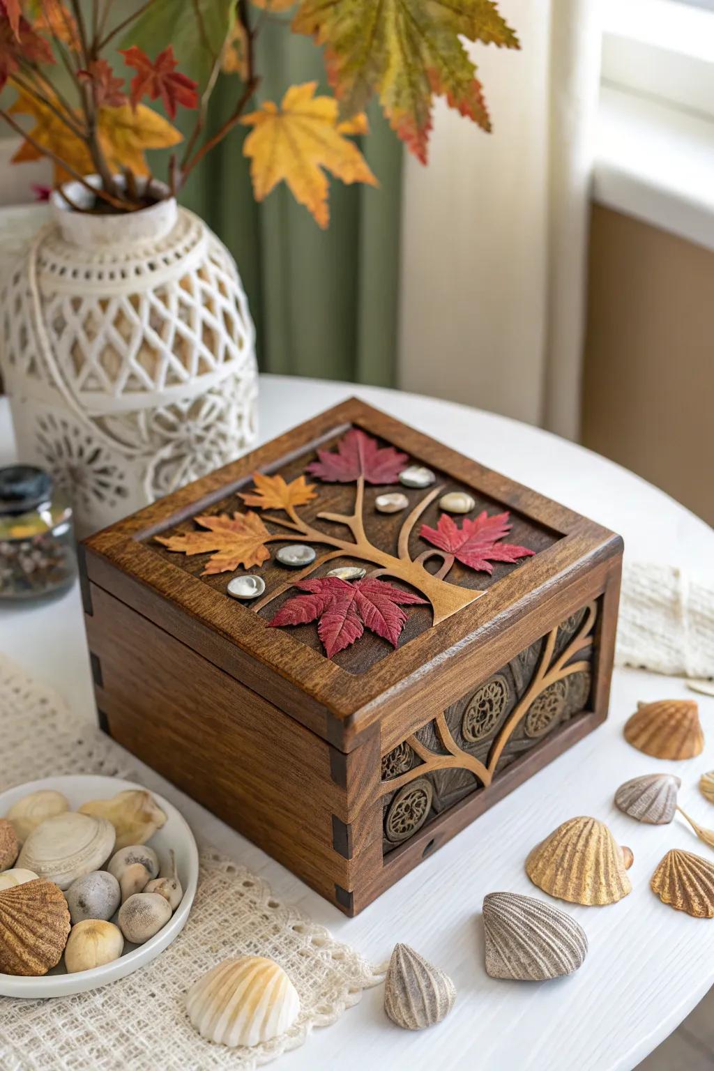 Seasonal Surprise: A money tree box that blends the beauty of autumn and summer in perfect harmony.