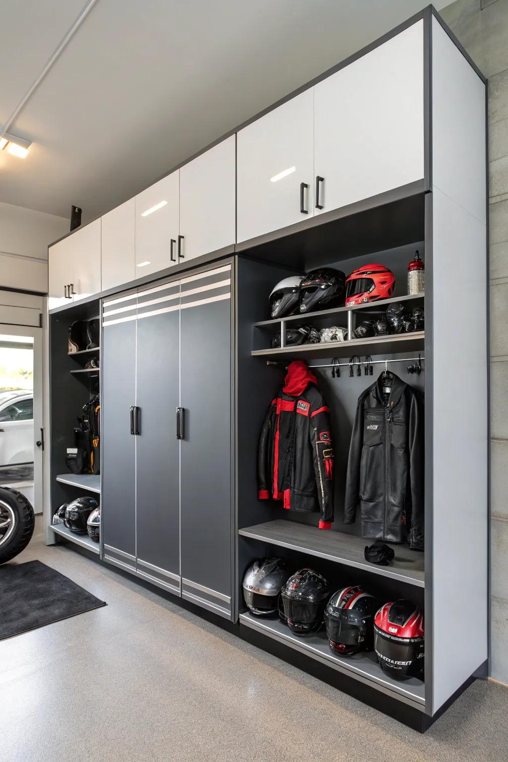 Wall cabinets keep your garage tidy and organized.