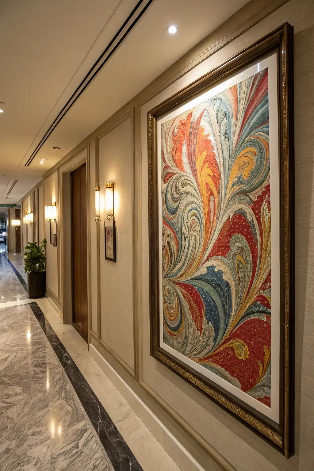 Turkish Ebru marbling art brings vibrant swirls of color to your decor.