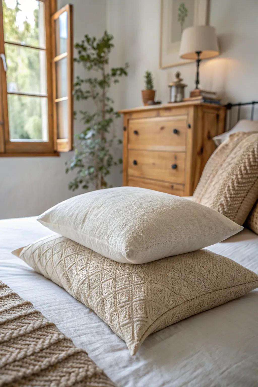 Natural fiber pillowcases for restful sleep.