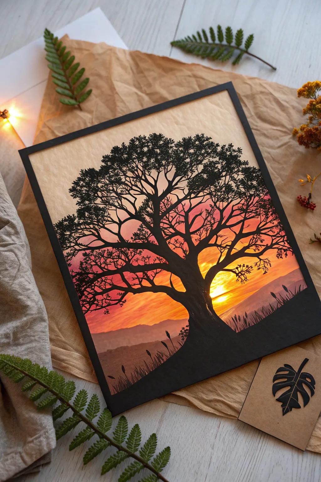 Elevate your nature scrapbook with bold silhouette cutouts that capture the essence of serene beauty.
