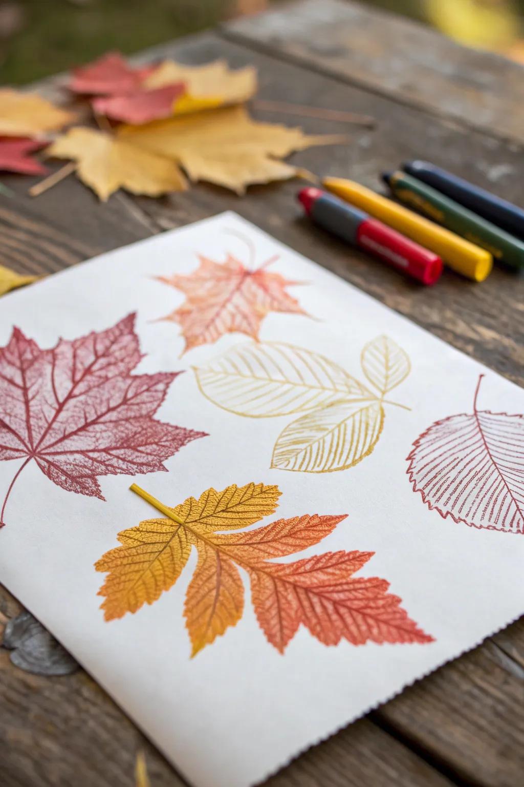 Capture the beauty of nature with simple yet striking leaf rubbings—perfect for a cozy and creative autumn afternoon!