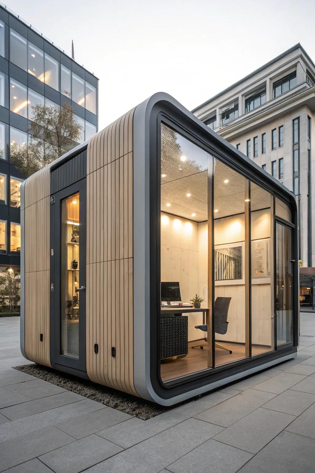 A futuristic pod for a cutting-edge workspace