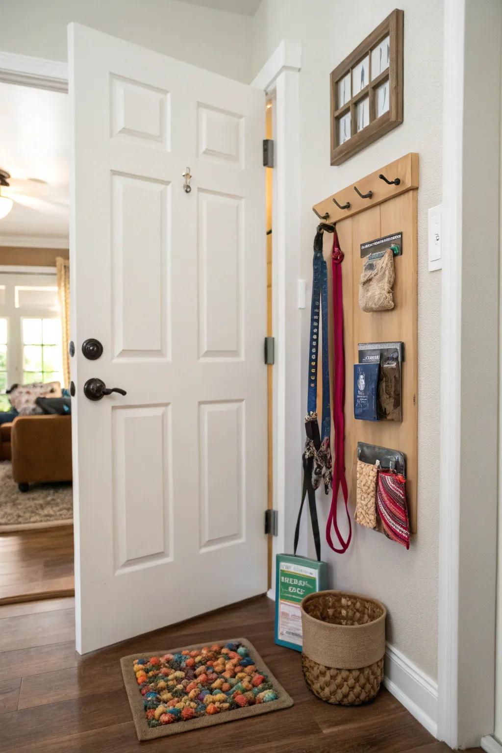 Keep pet supplies handy with an over-the-door organizer.