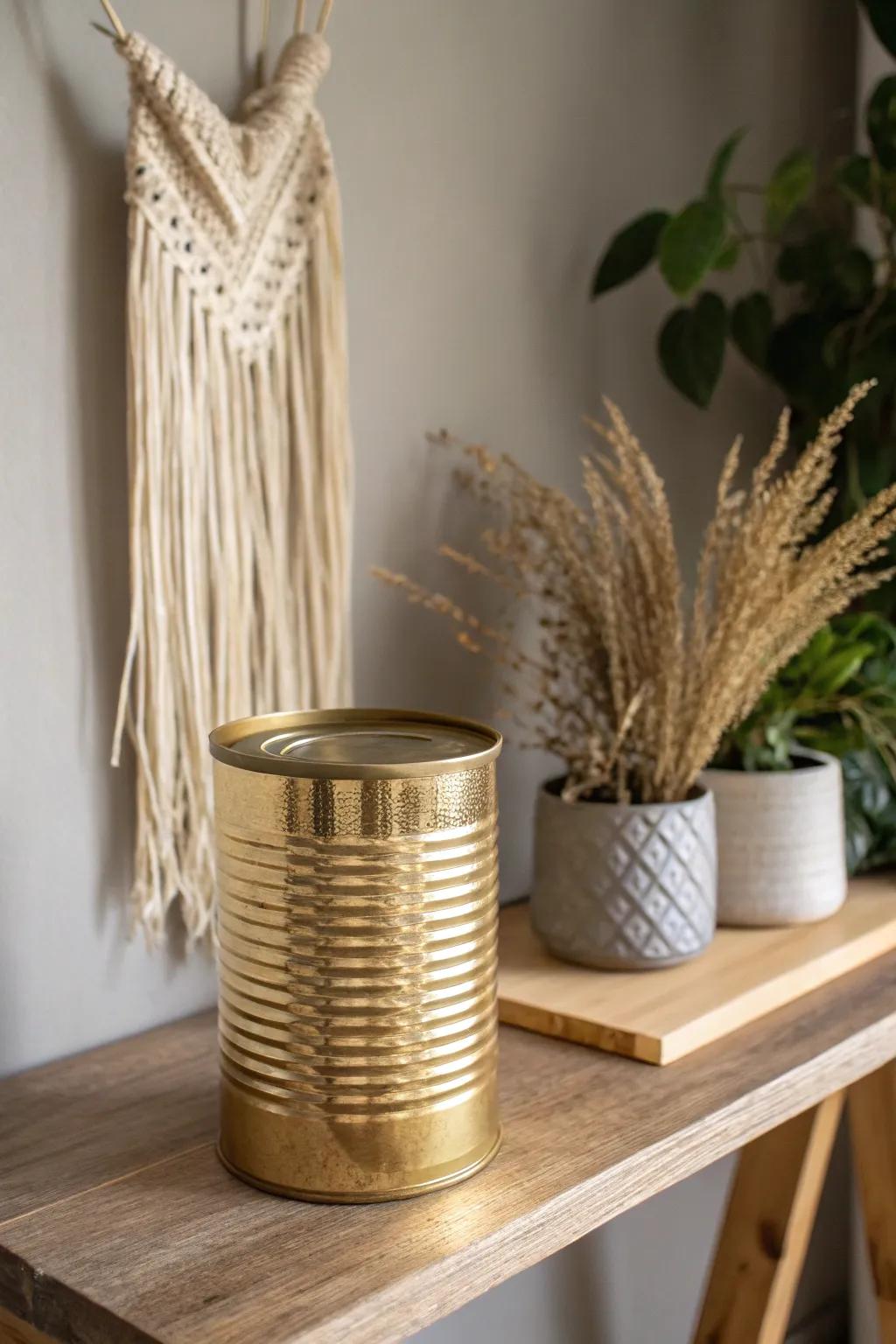 Elevate your space with the chic allure of metallic finishes—turn everyday cans into stunning decor!