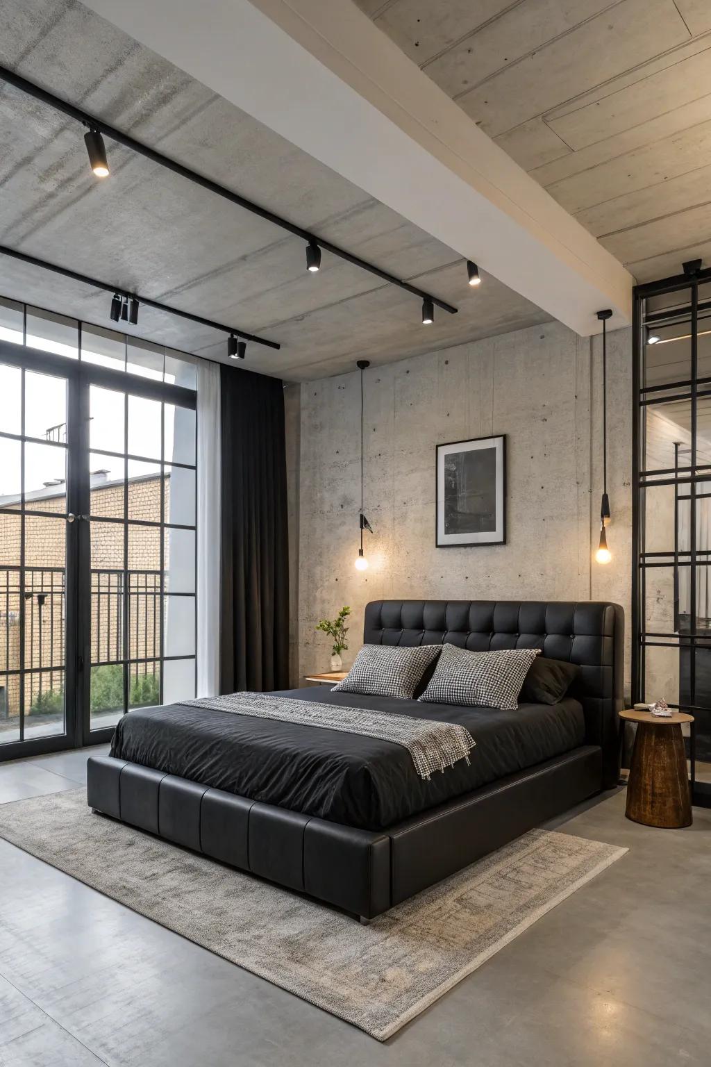 Bold and beautiful: a black pallet bed makes a striking statement.