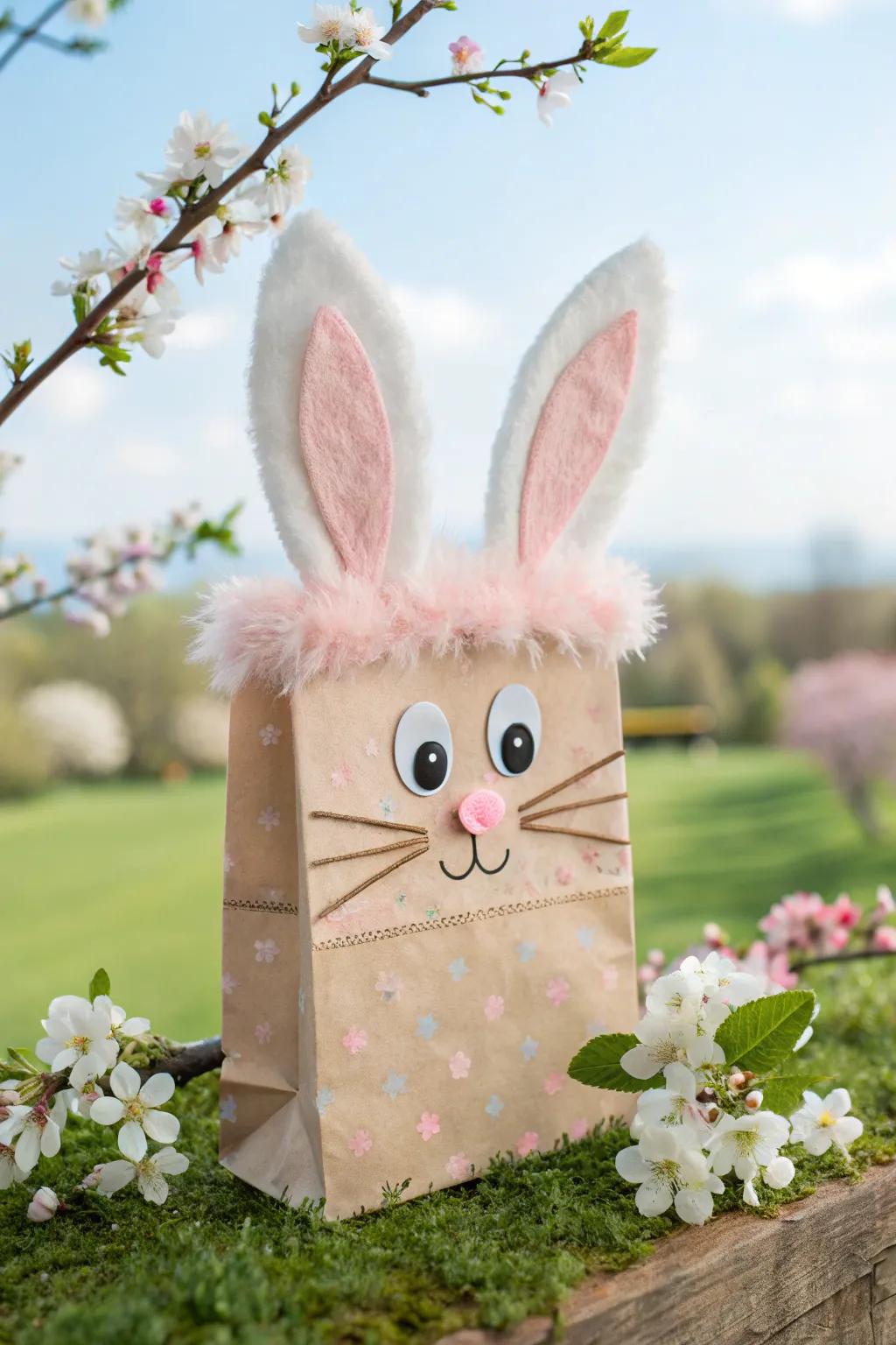 A cute bunny puppet perfect for springtime fun.