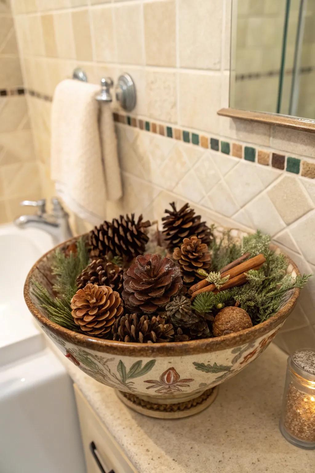 Fill your home with the soothing scent of pine cone potpourri.