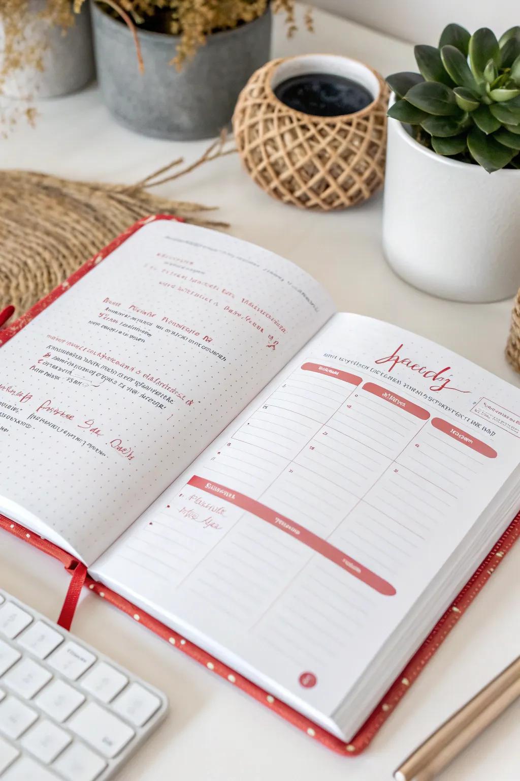 Highlight your special moments with a bold touch of red in your planner.