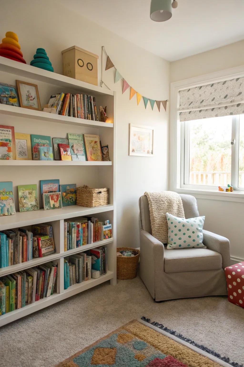 A cozy mini library to inspire young readers.