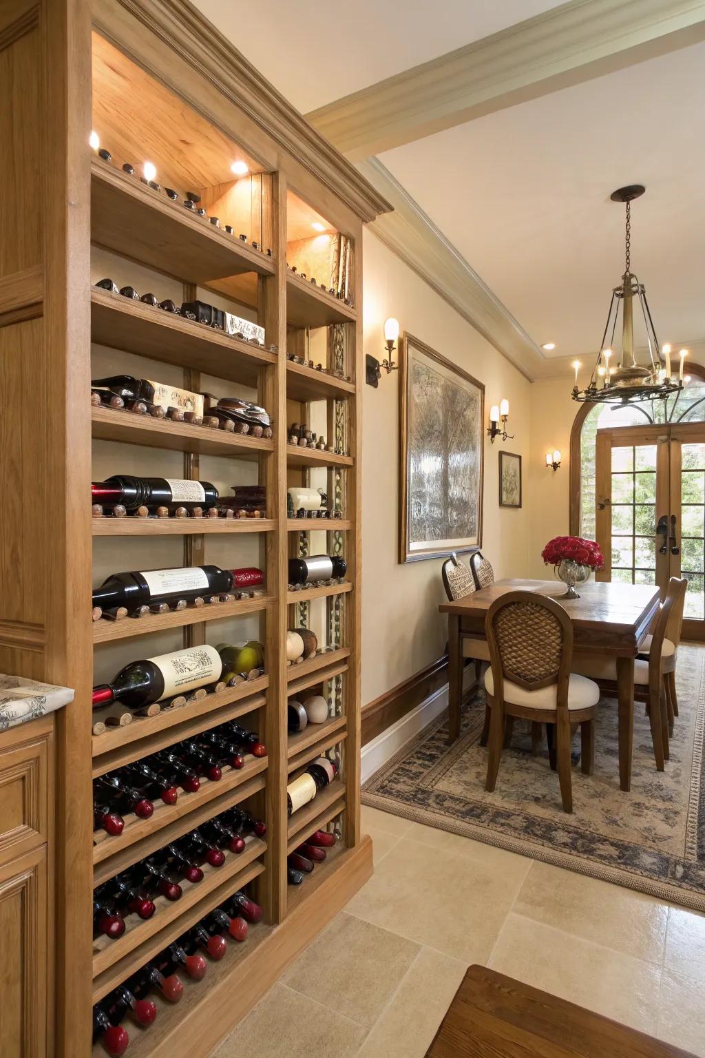 Wine racks combine storage with display.