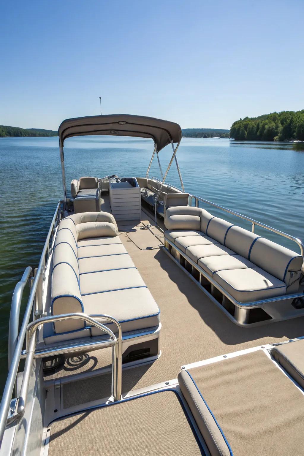 Sun loungers provide a resort-like experience on the pontoon.