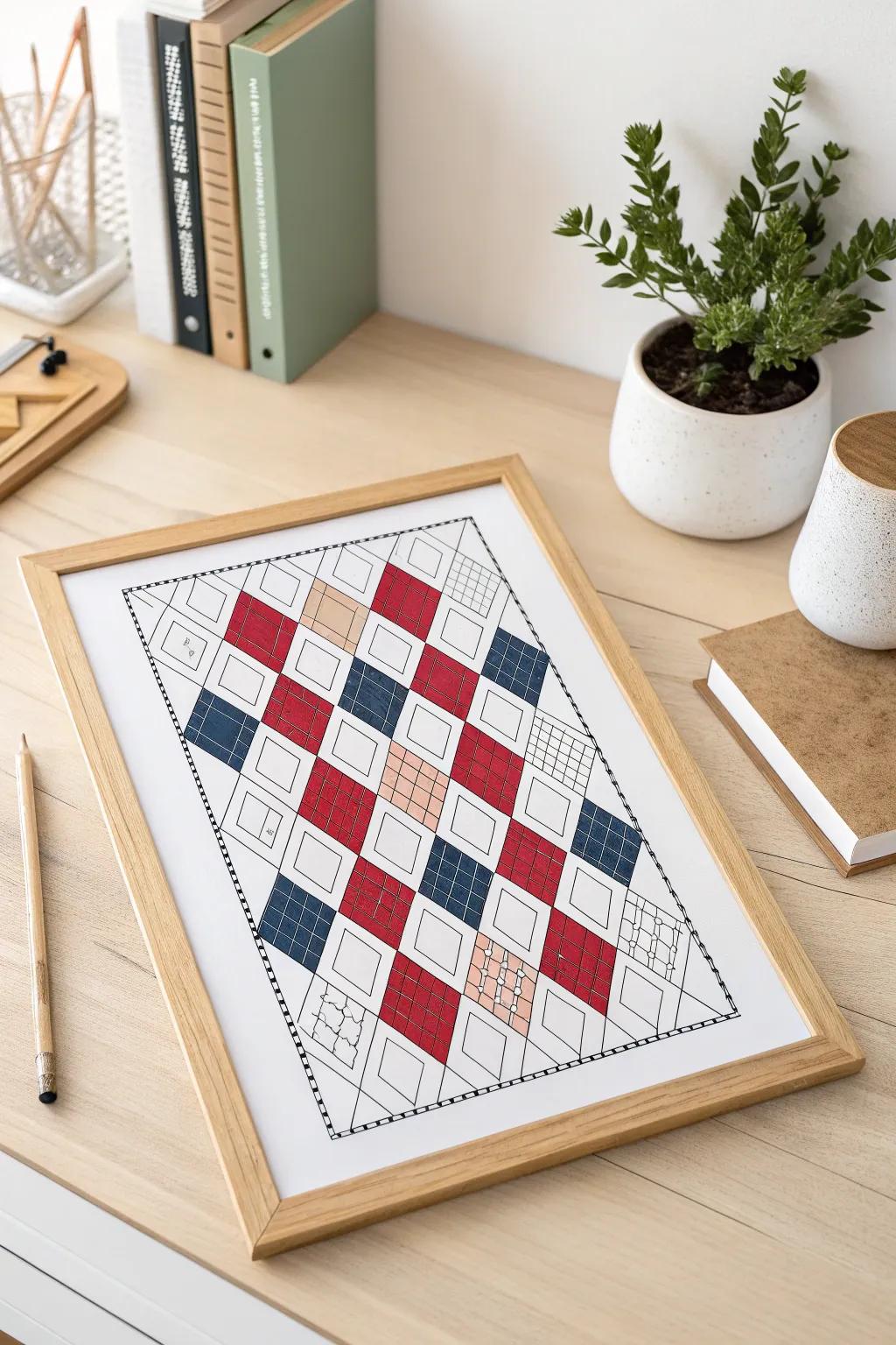 Dive into the world of preppy patterns with this captivating argyle coloring page. Perfect for adding a touch of elegance to your creative routine.