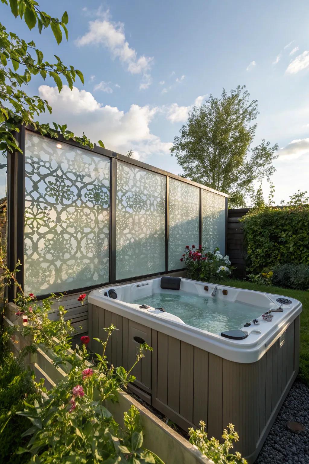 Patterned glass offers a stylish privacy solution while maintaining an open feel.