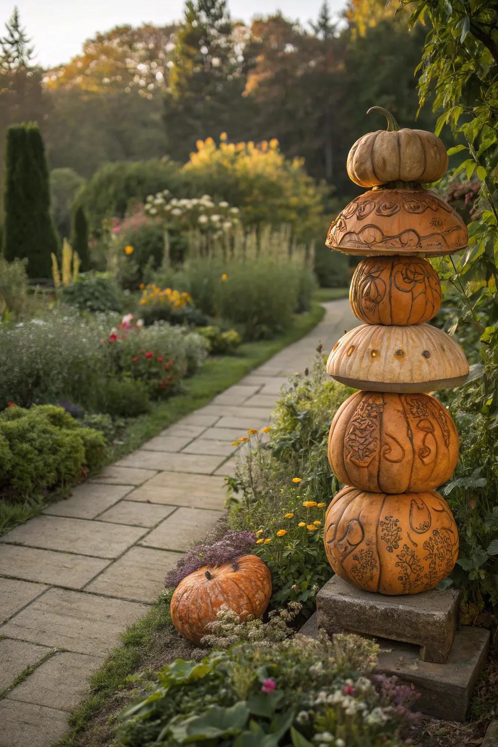 Mini mushroom pumpkins add a whimsical charm to your garden decor.