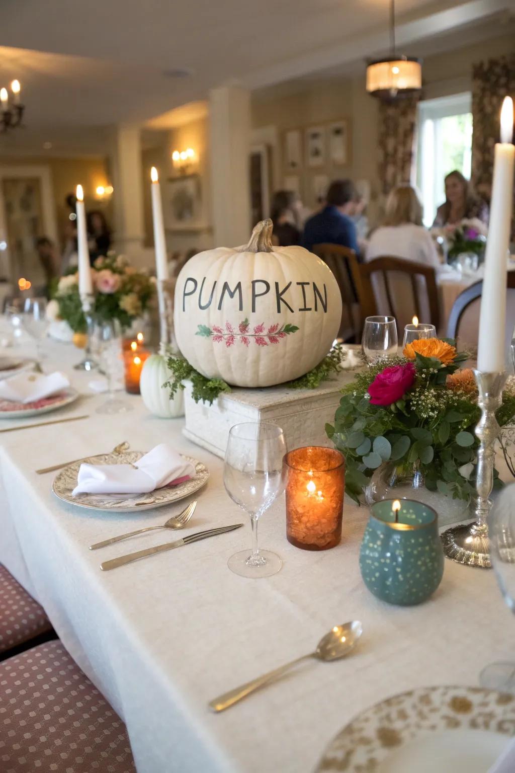 Punny phrases bring laughter and joy to any pumpkin display.