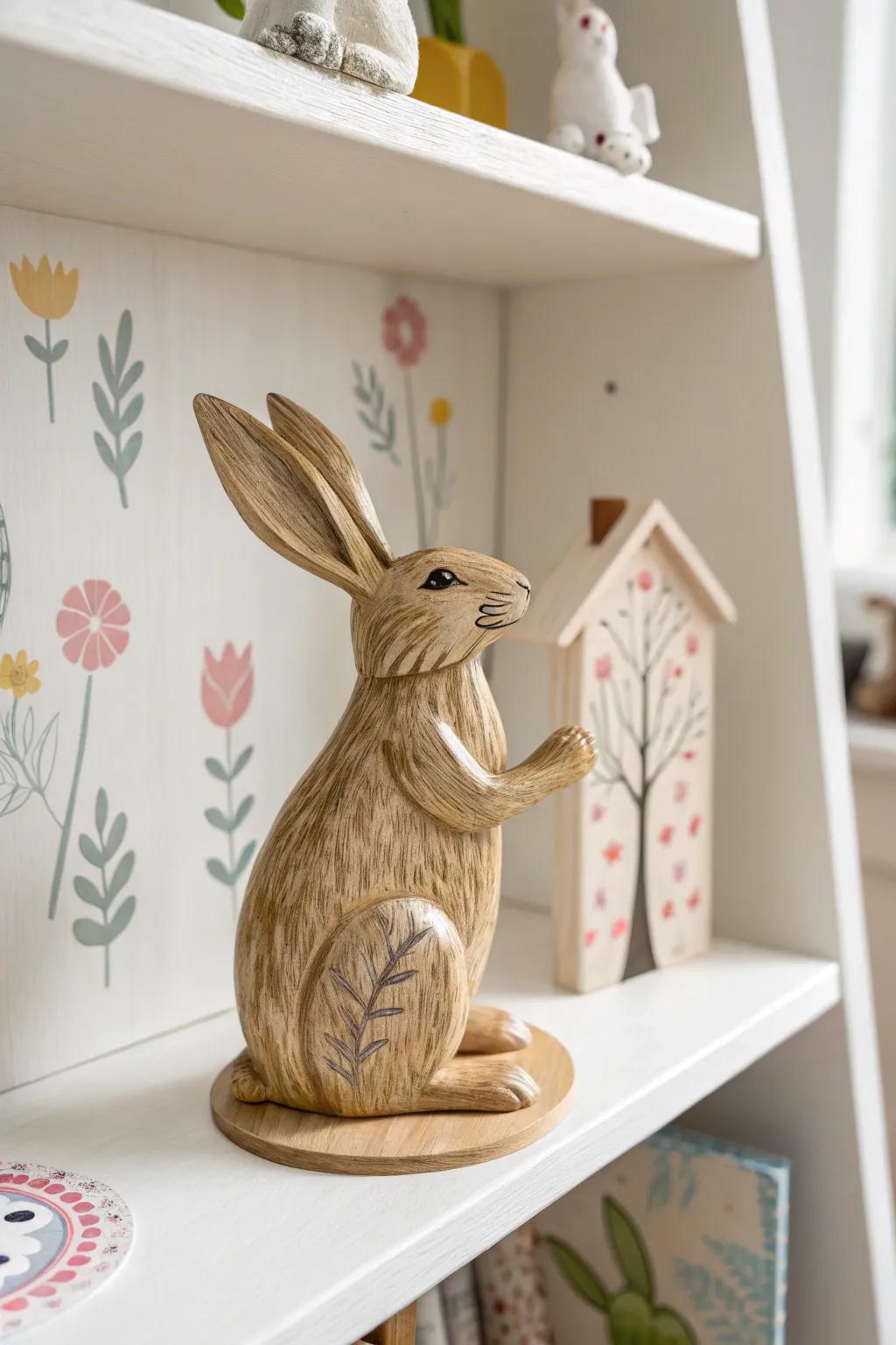 Discover the magic of storybook scenes with this handcrafted rabbit, bringing fairytales to life in minimalist elegance.