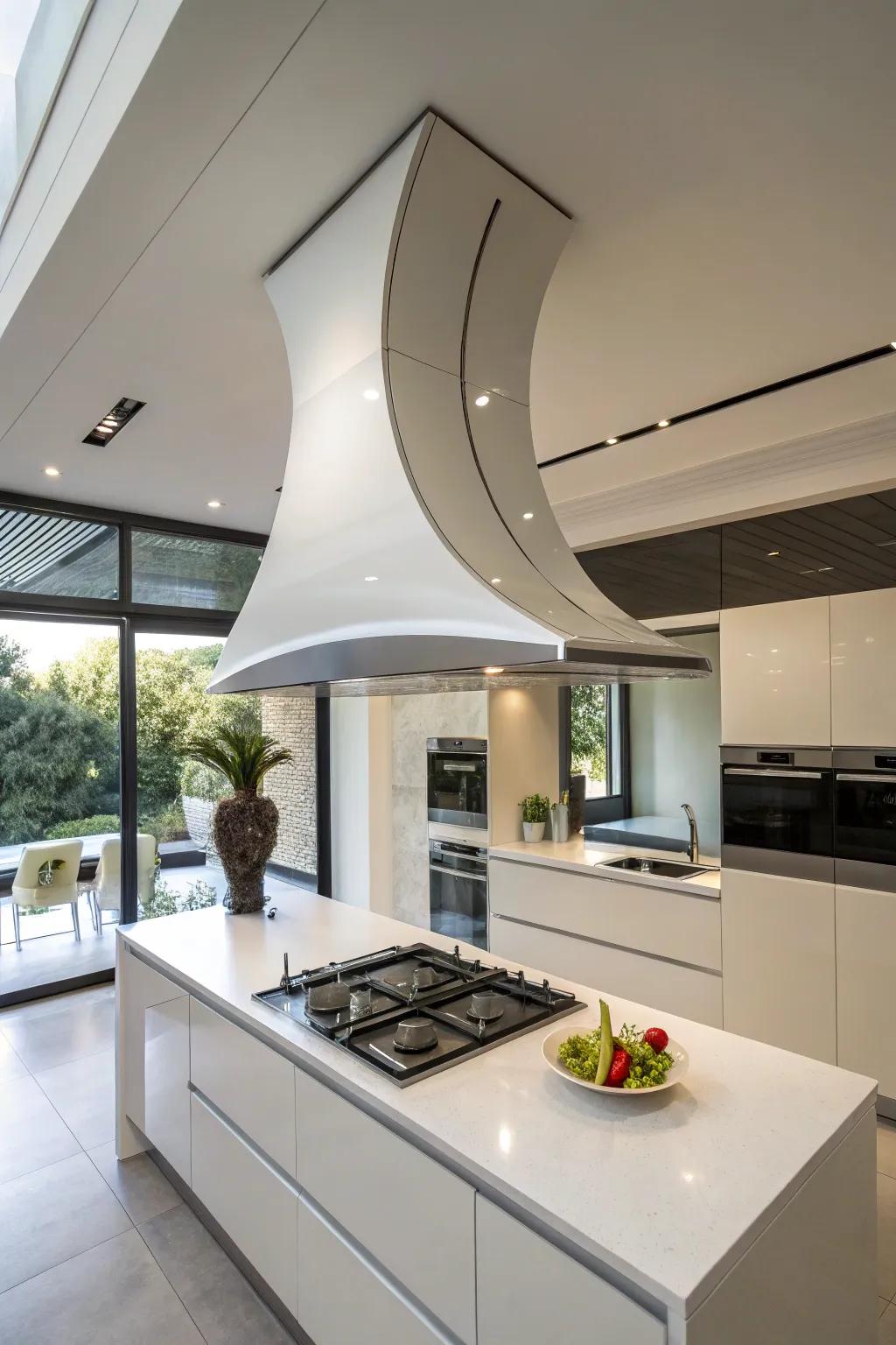 Unique shapes in range hoods add bold design statements.