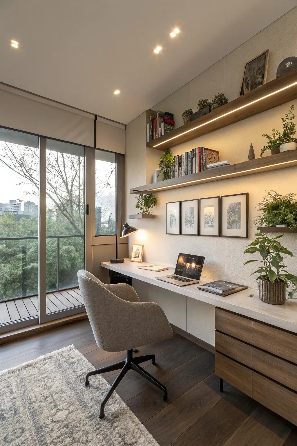 Boost productivity with a layered lighting approach in your home office.