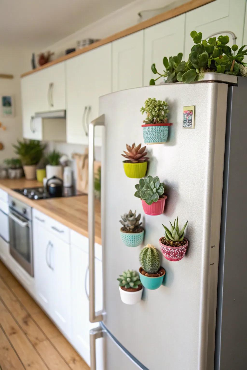 Miniature planter magnets bring a touch of greenery to your space.