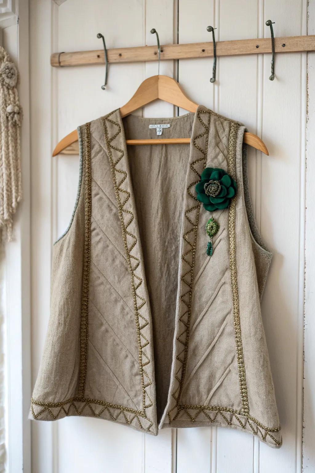 Transform elegance with a vintage touch: Revive your style with a repurposed coat-turned-vest.
