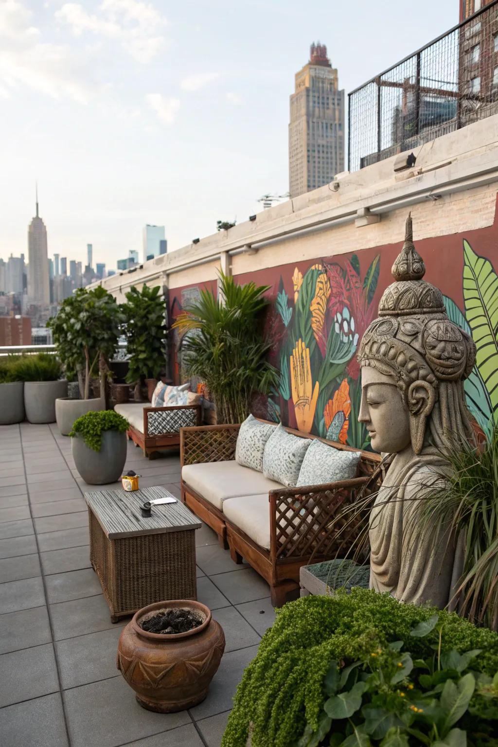 Art and decor personalize your rooftop and make it feel like home.