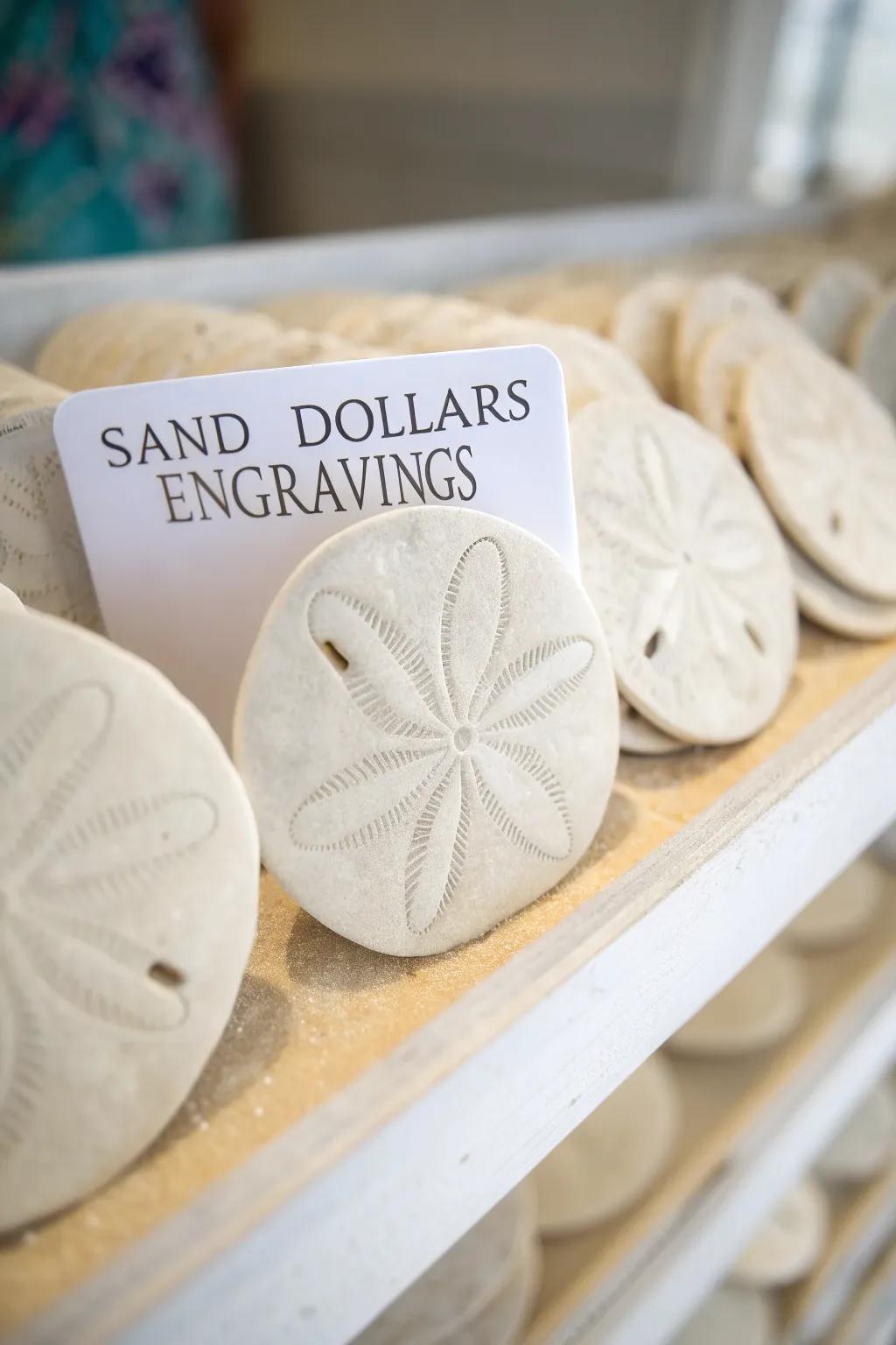 Create heartfelt keepsakes with personalized sand dollar designs.