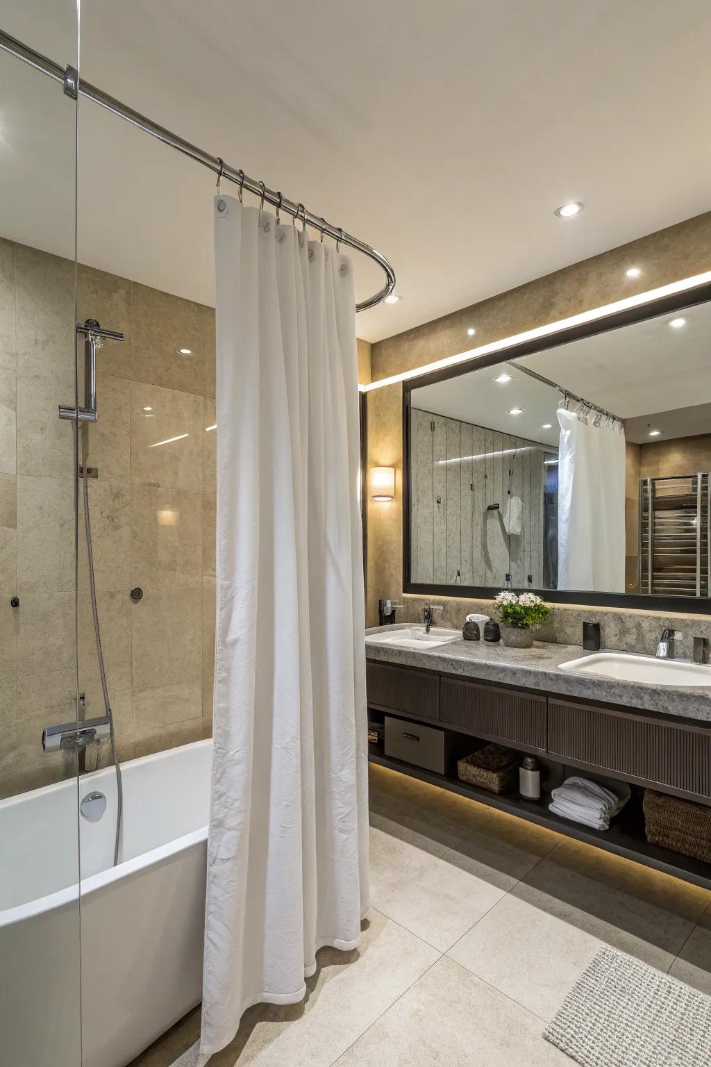 Chrome rods offer a sleek and polished look for modern bathrooms.