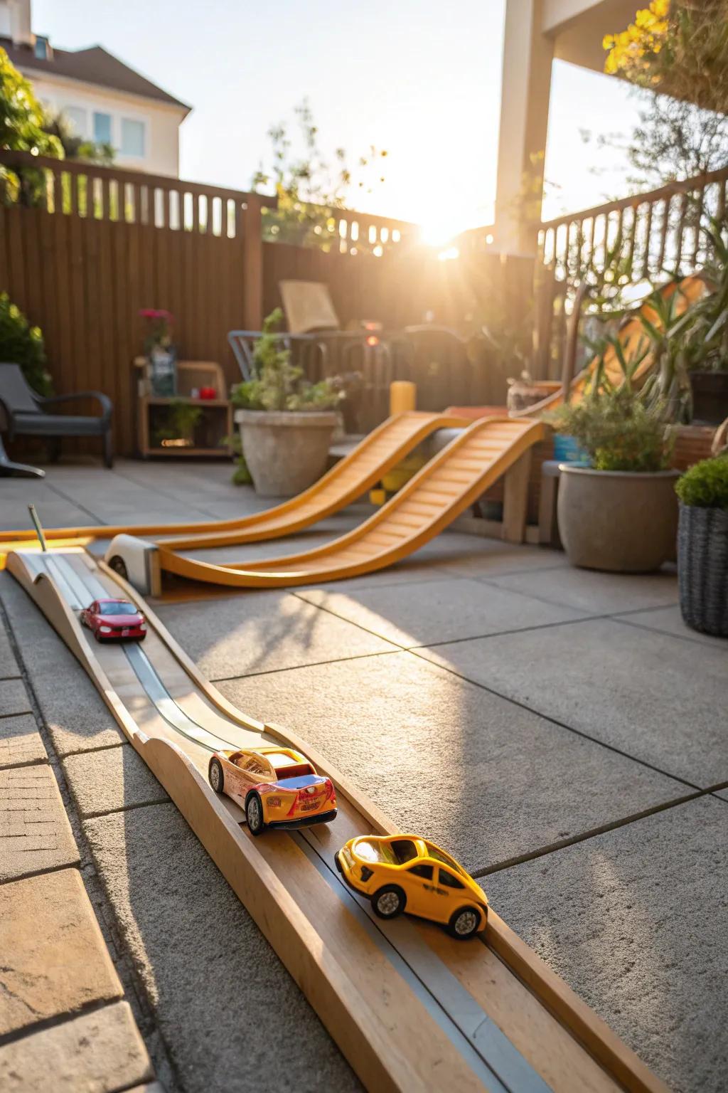 Exciting ramps for toy car races