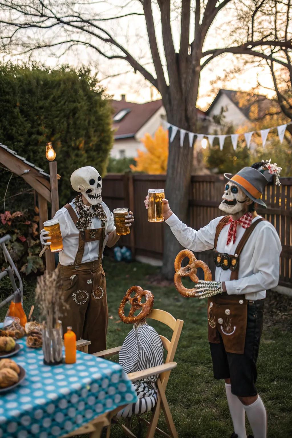 Skeletons Celebrating Oktoberfest