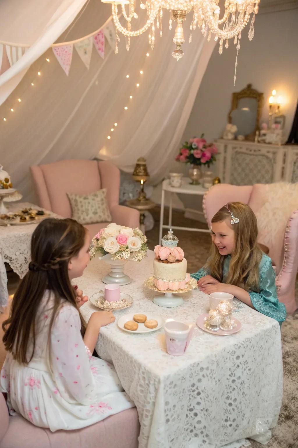 Delight in the elegance of a vintage tea party with classic decor.