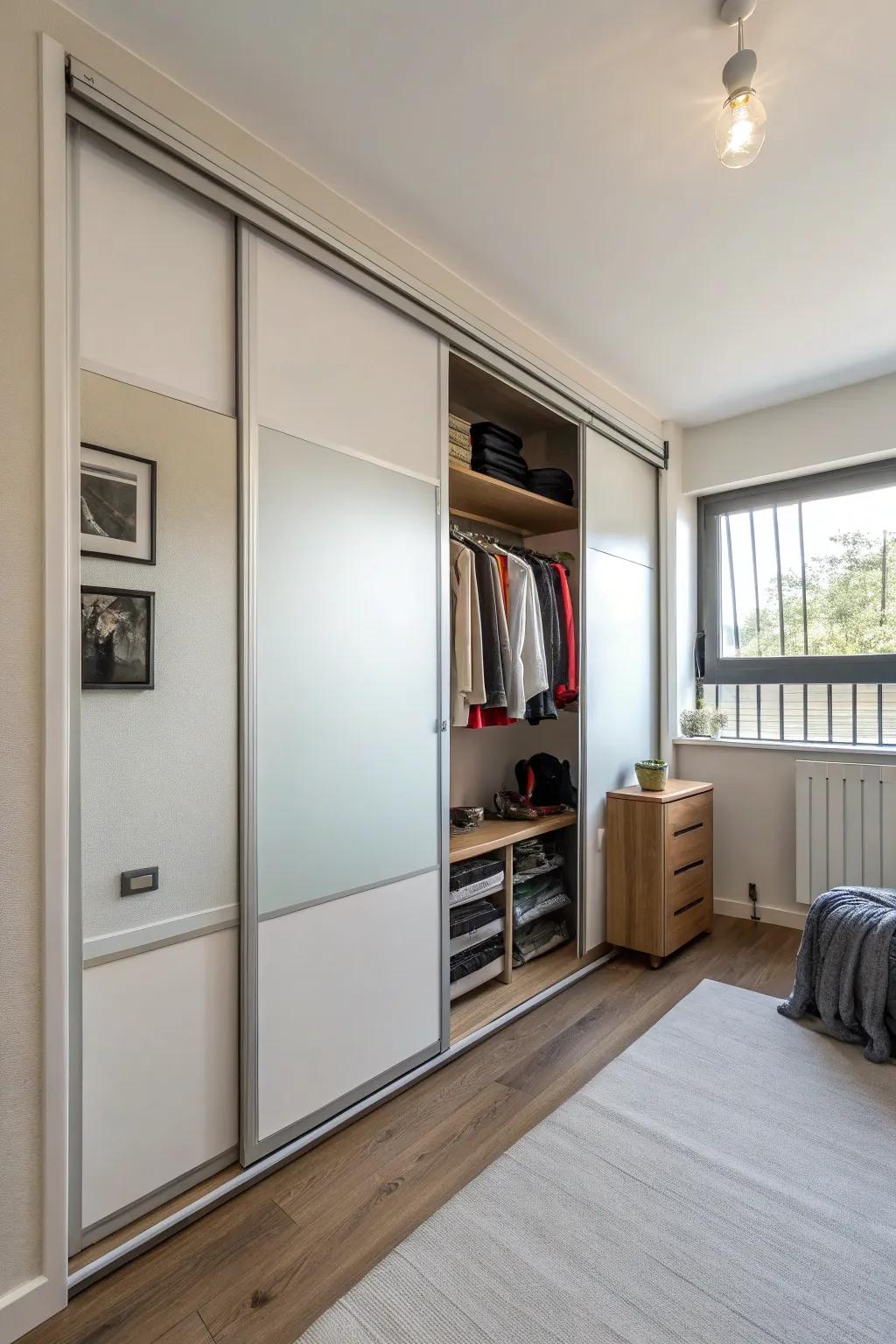 Pocket doors maximize space in small areas.