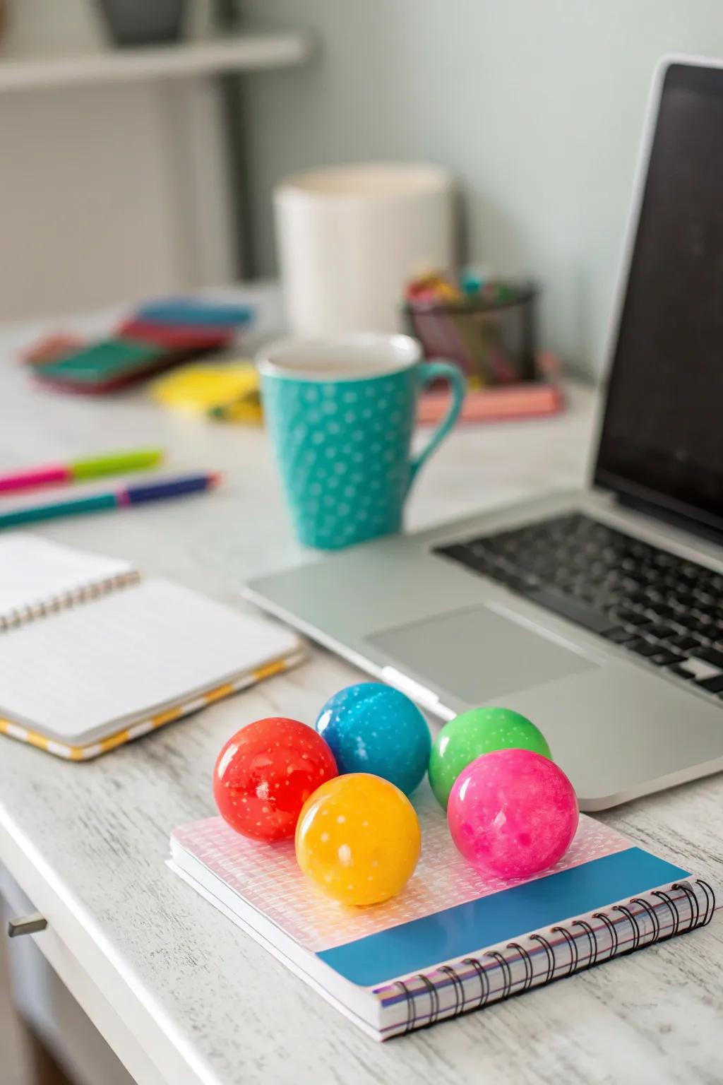 Slime stress balls provide a fun way to relax.