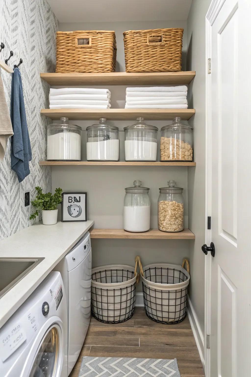 Glass jars add a chic storage solution.