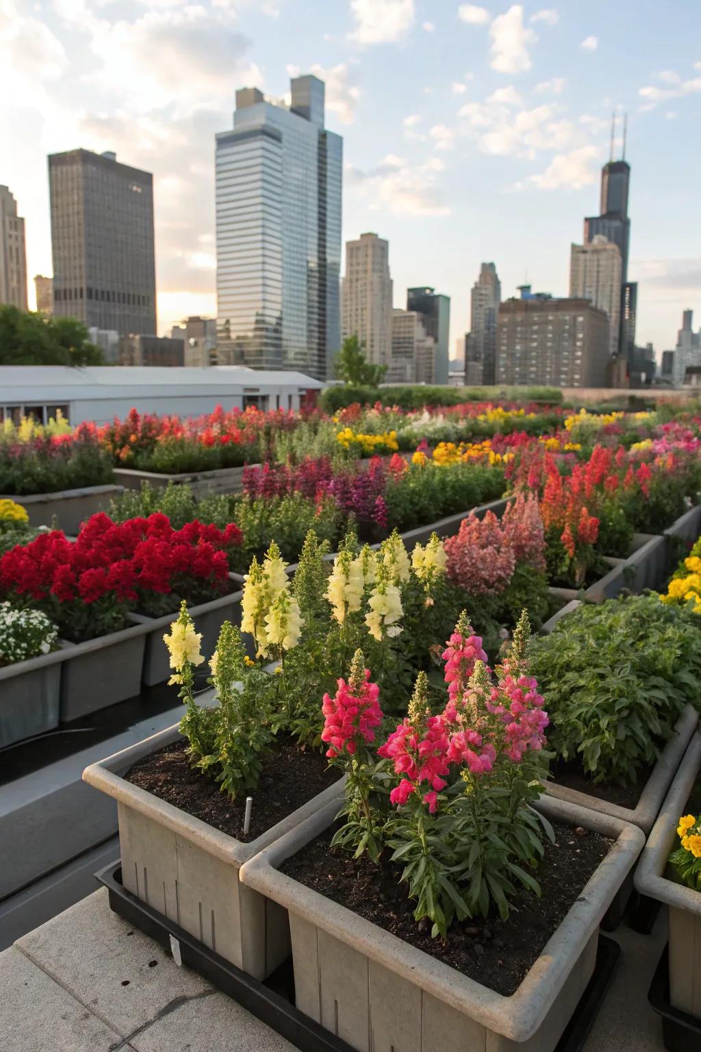 Snapdragons thrive in urban gardens, adding color and life to cityscapes.