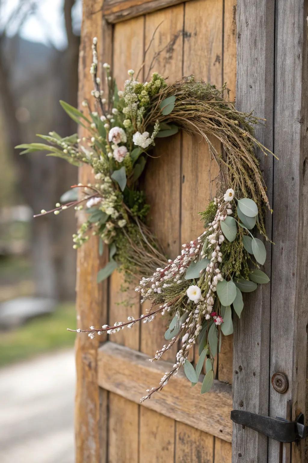 A timeless dried floral wreath that adapts to seasonal changes.