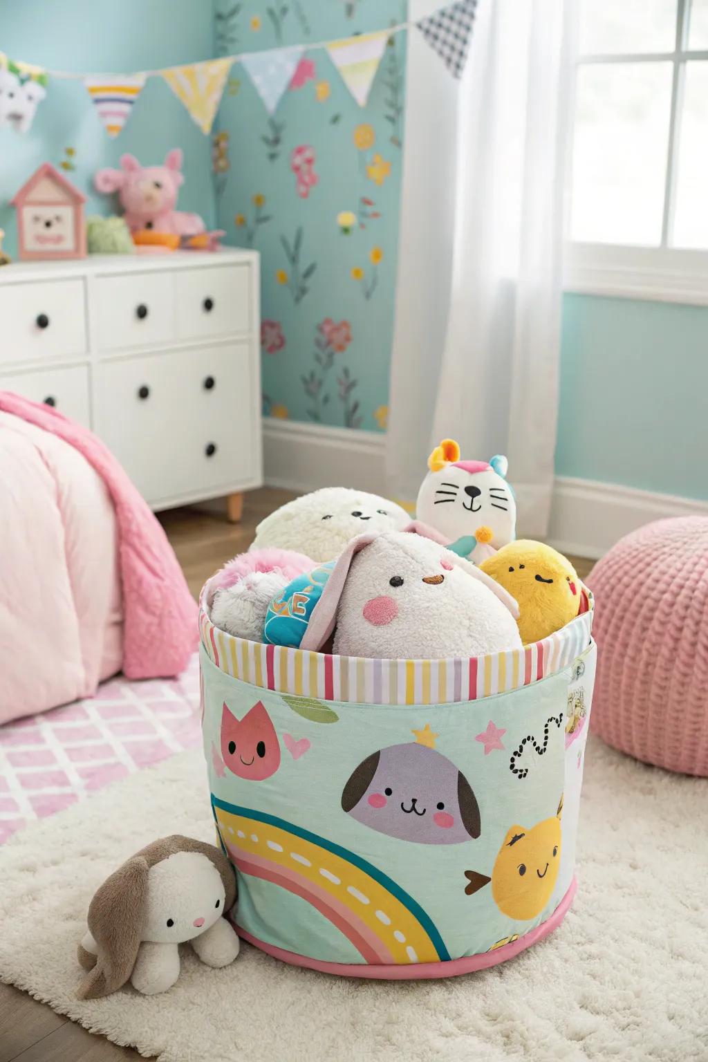 Toy hampers provide a simple and easy storage solution for Squishmallows.