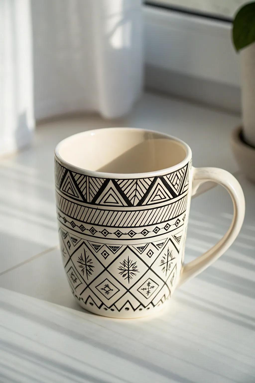 Discover the elegance of monochrome magic with this minimalist mug design, where simplicity meets sophistication.