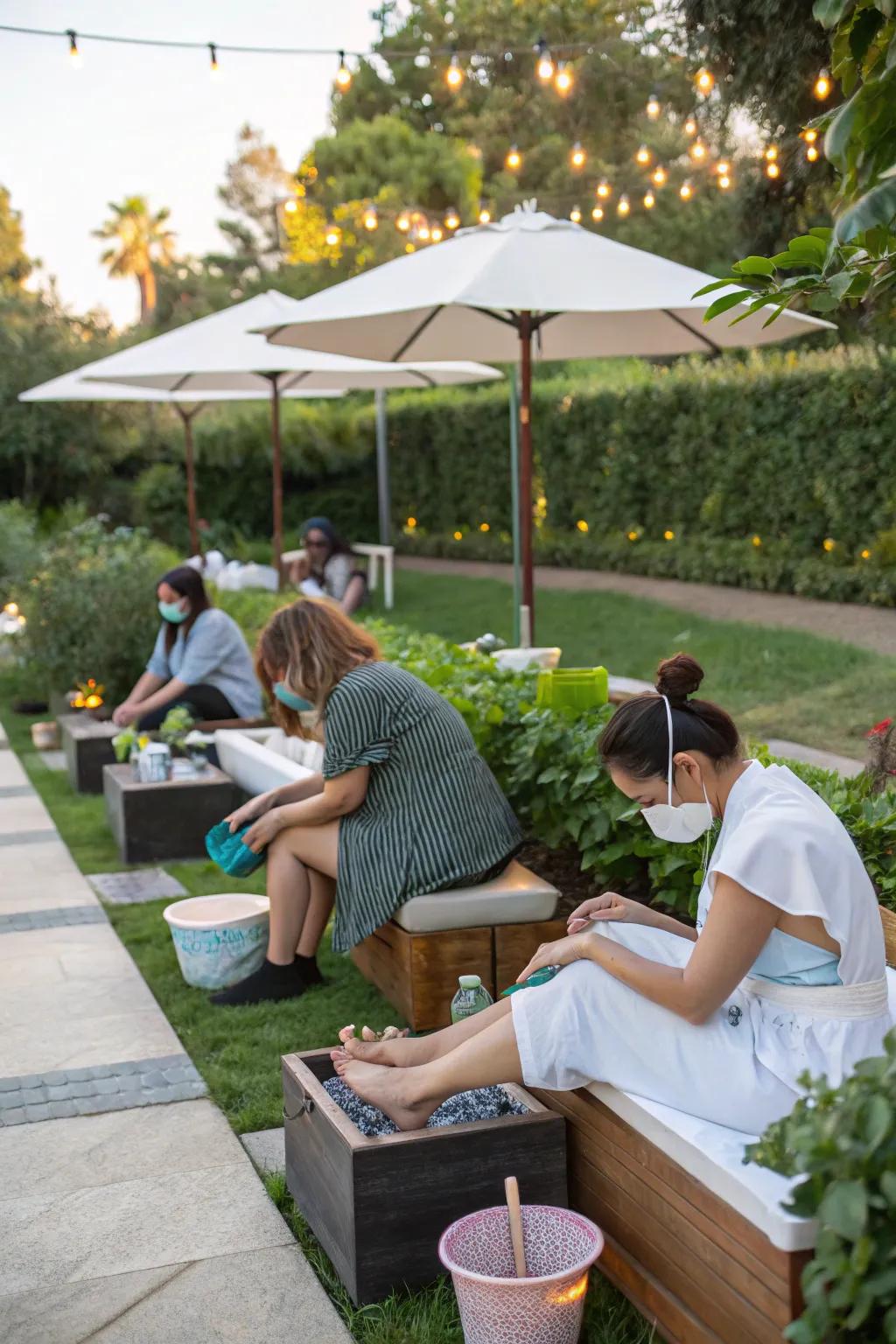 An outdoor spa day offers relaxation and rejuvenation in nature.