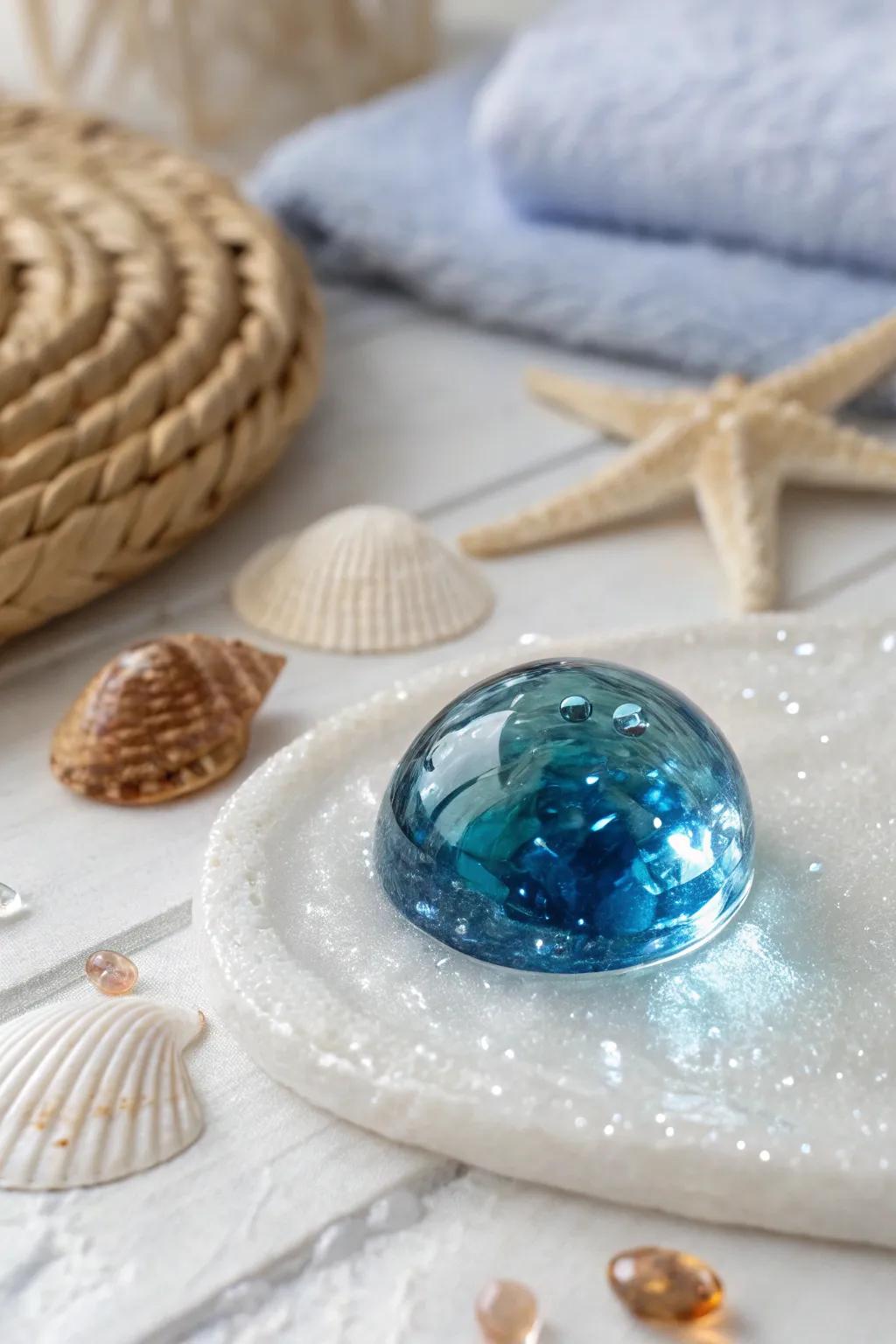 Discover the enchanting allure of glass gems in slime, a perfect blend of elegance and playfulness.