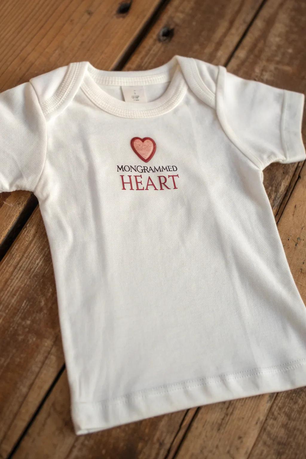 Crafted with Love: Personalize your toddler's style with a monogrammed heart that speaks volumes.