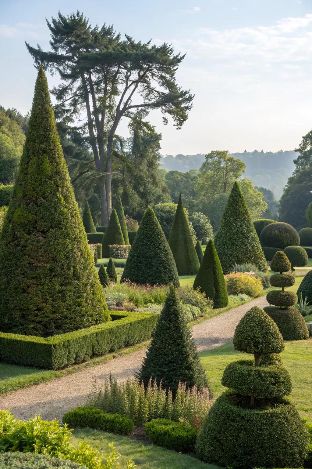 Abstract topiary adding a modern flair to the garden.