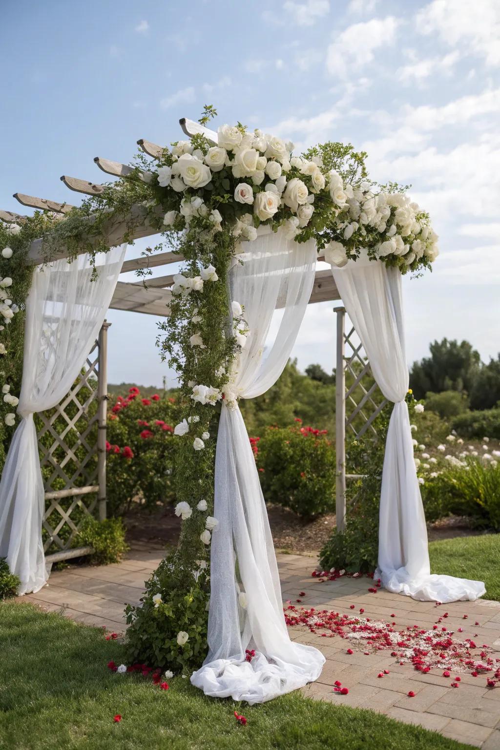 A trellis arbor makes a beautiful wedding arch.