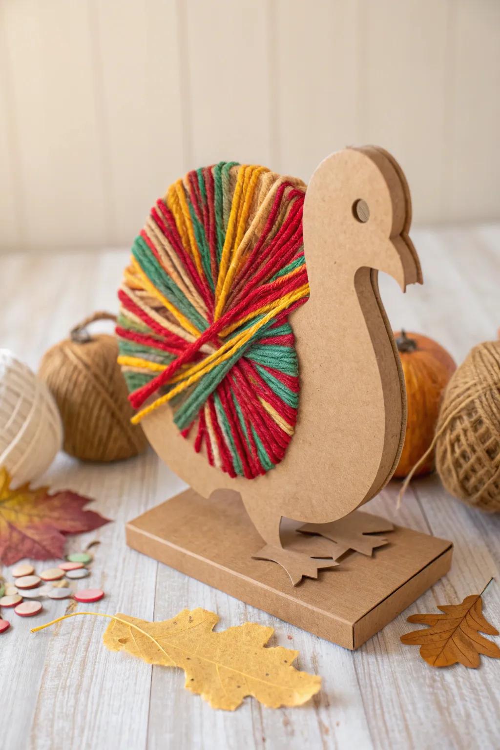 Unleash creativity with cozy yarn-wrapped turkeys – a delightful craft for little hands!