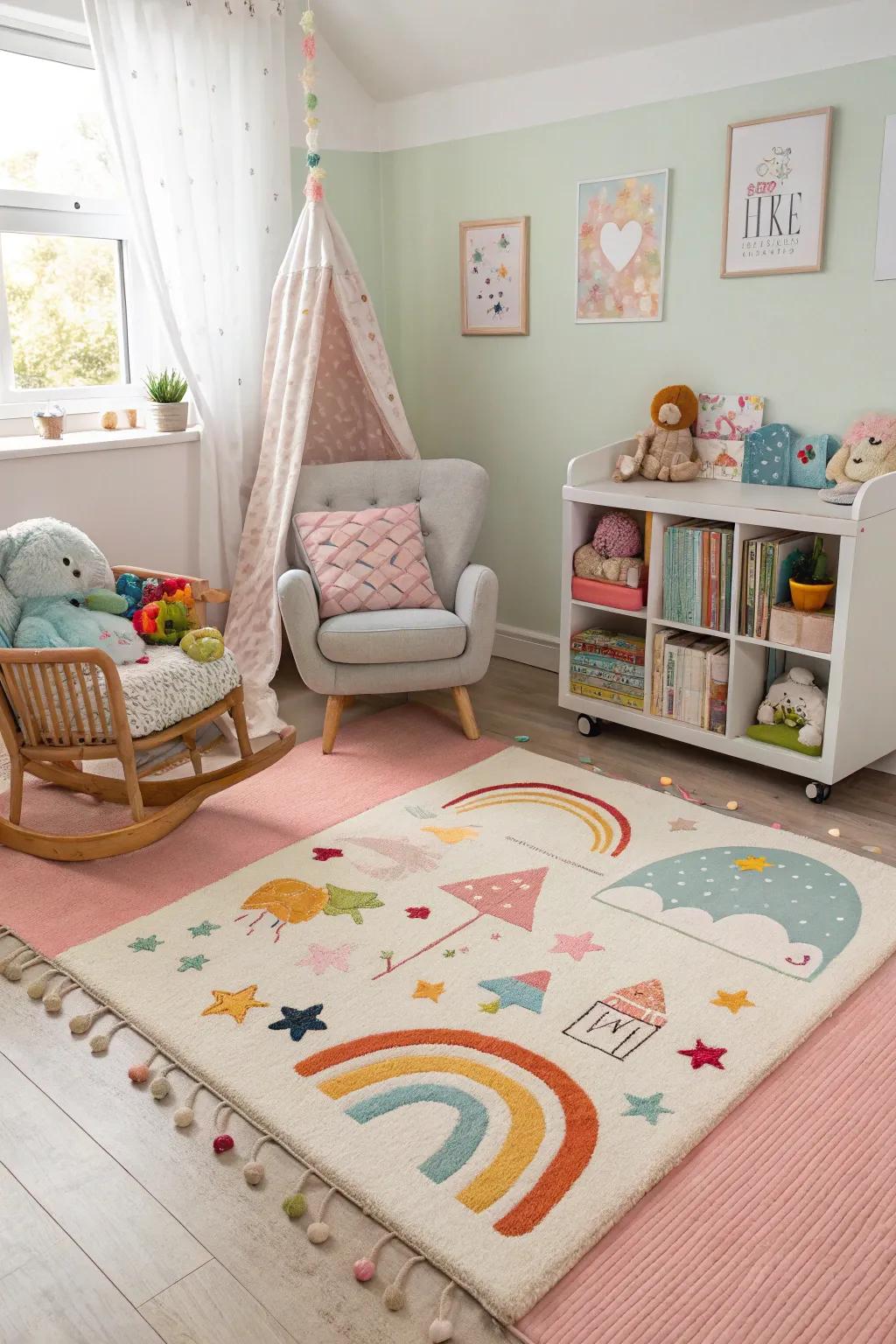 Multi-use rugs add comfort and style to the nursery.