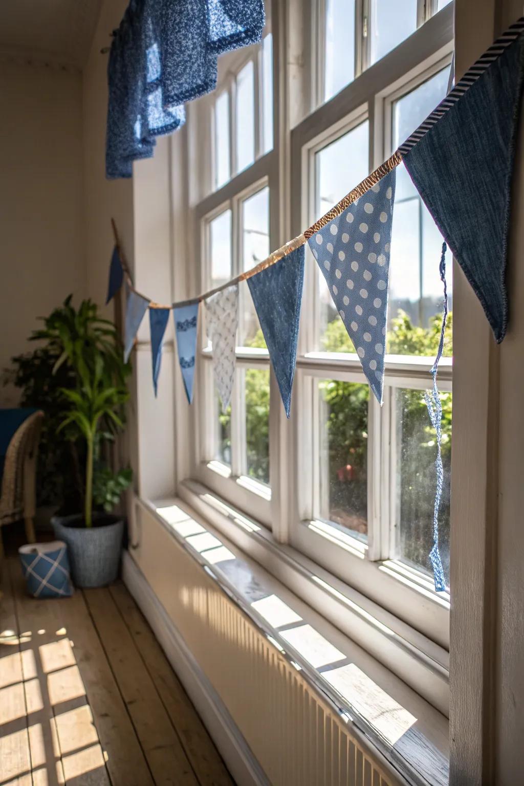 Brighten up your space with cheerful denim bunting.