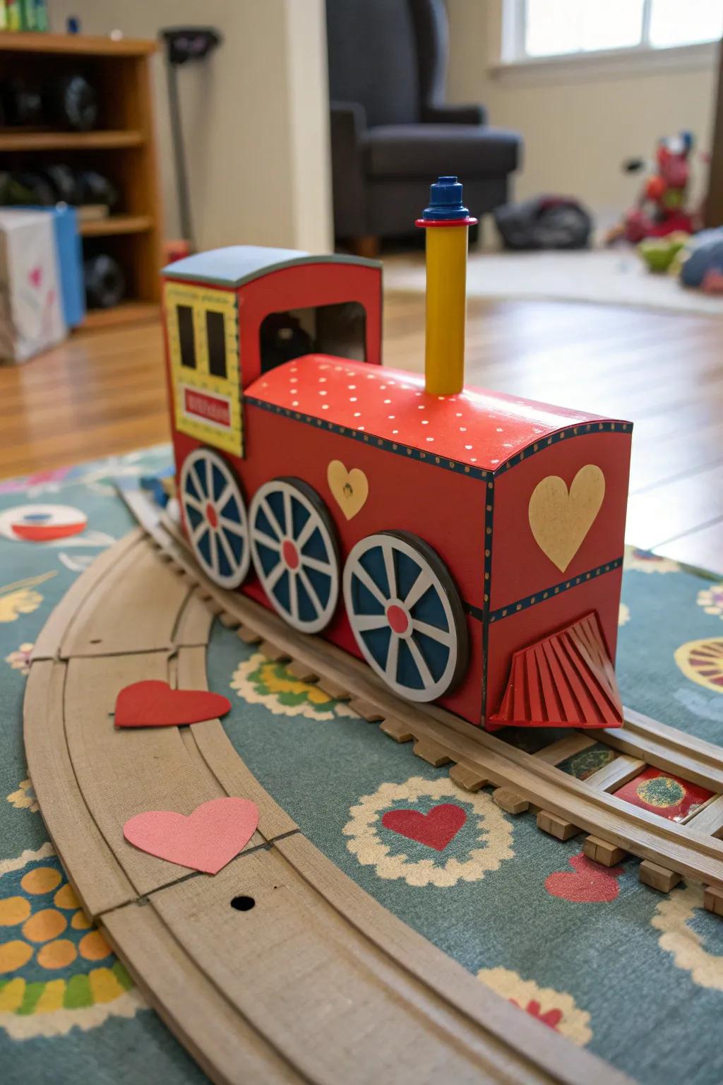 A charming train Valentine box ready to hold love notes.